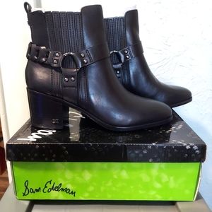 Sam Edelman Size 7.5 Black Leather Harness Boots